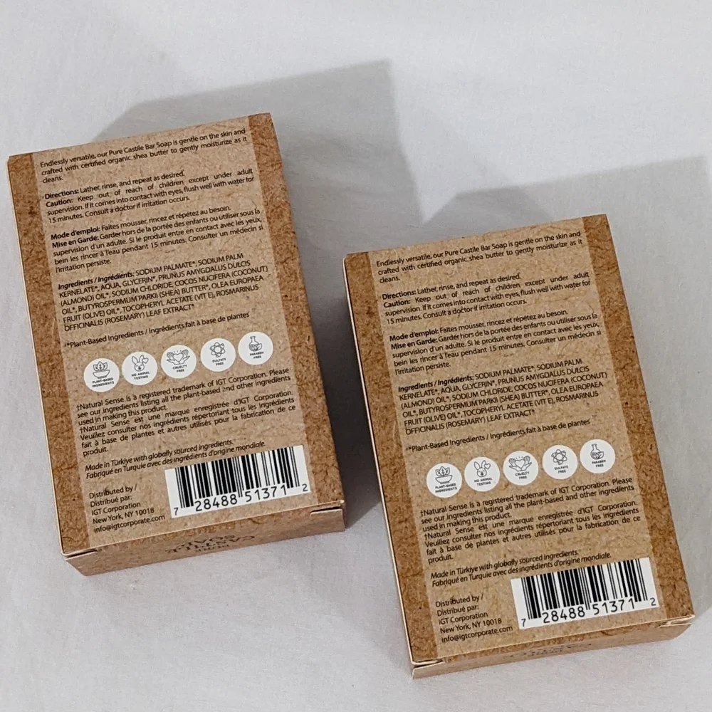 Natural Sense Plant Based Almond Pure Castile Bar Soaps, 5 OZ., Bundle of Two